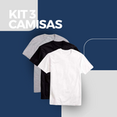 KIT 3 CAMISAS BASICAS 100% ALGODÃO